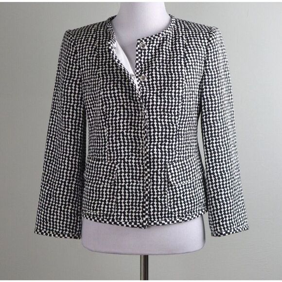 ARMANI COLLEZIONI Le Giorgio $895 Italy Geo Print Cotton Silk Jacket Top Size 12 - Picture 1 of 5